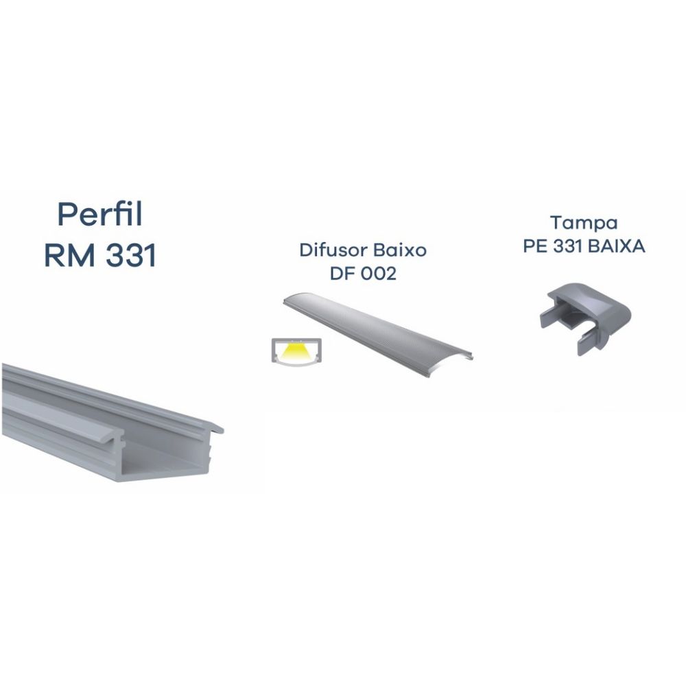 Tampa PE-331 Baixa Cromada para Perfil LED RM-331 - Gasometro